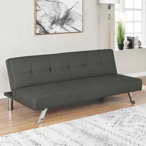 Modern Futon Metal Frame Sofa Bed Sleeper – Convertible Lounger & Bed for Small Spaces