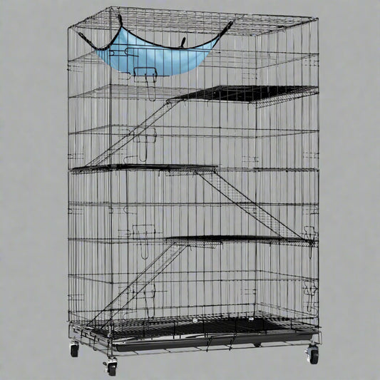 4-Tier Indoor Cat Cage Playpen – 48" Metal Pet Kennel Enclosure | AMPC1285