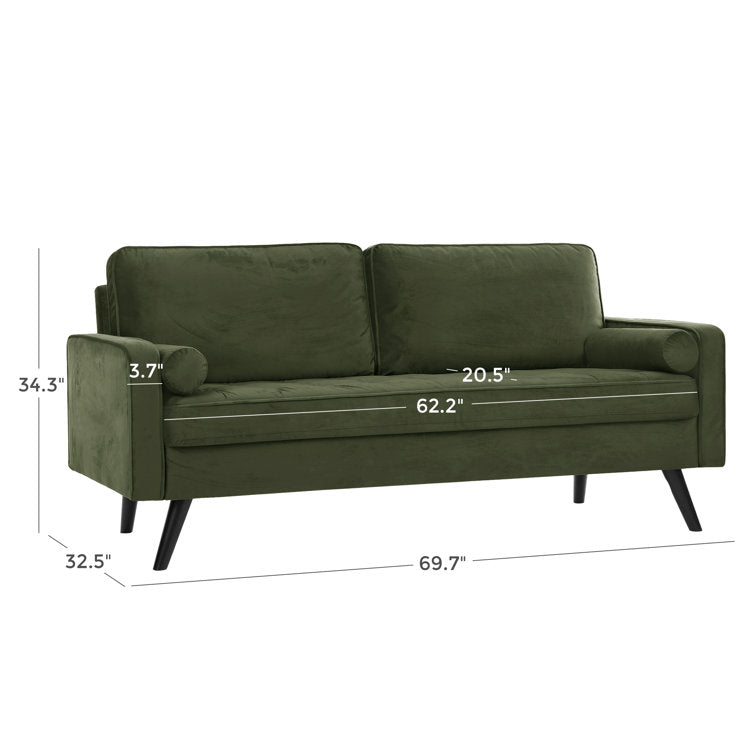 New 69.7" Modern Velvet Sofa – Upholstered Living Room Couch with Tufted Back | Model BT2555