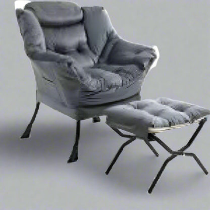 Velvet Accent Chair with Ottoman – Cozy Lounge Armchair for Living Room