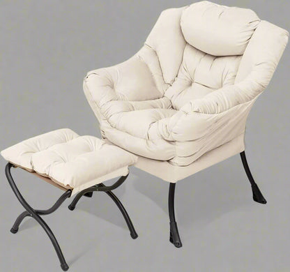 Velvet Accent Chair with Ottoman – Cozy Lounge Armchair for Living Room