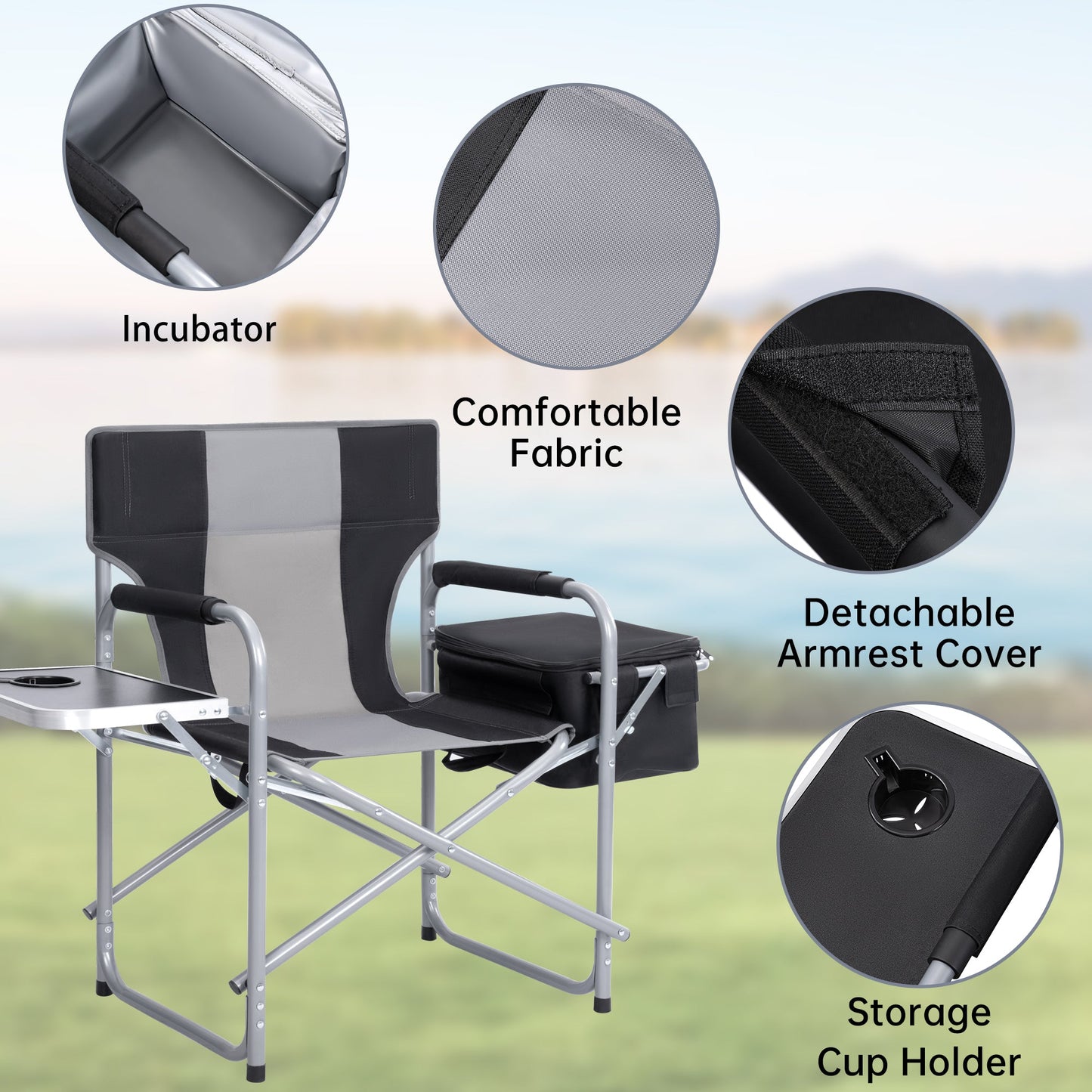 New Heavy-Duty Folding Director’s Chair – 350 lbs Capacity, Camping & Outdoor Use AMDCC95